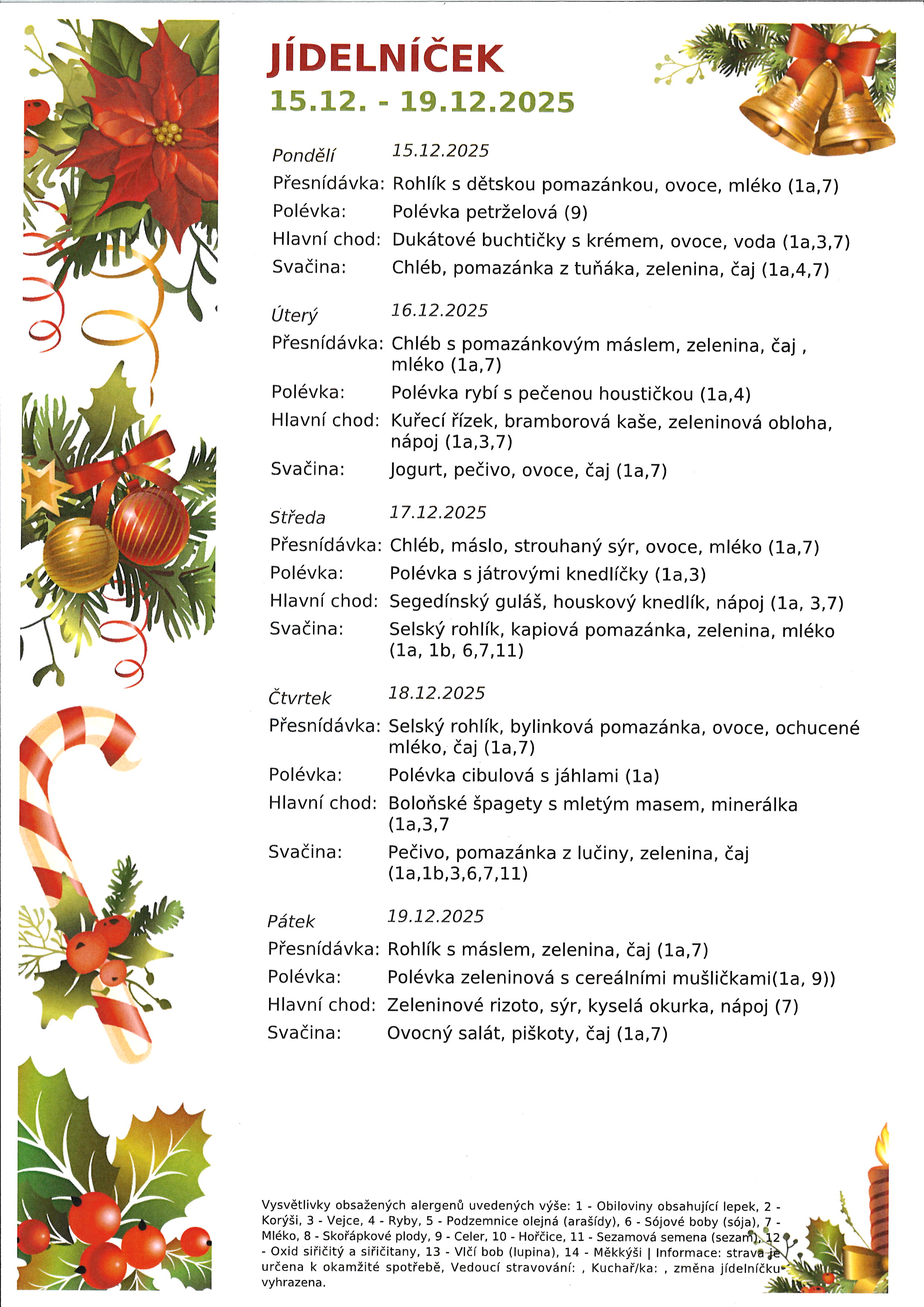 Jídelníček náhled