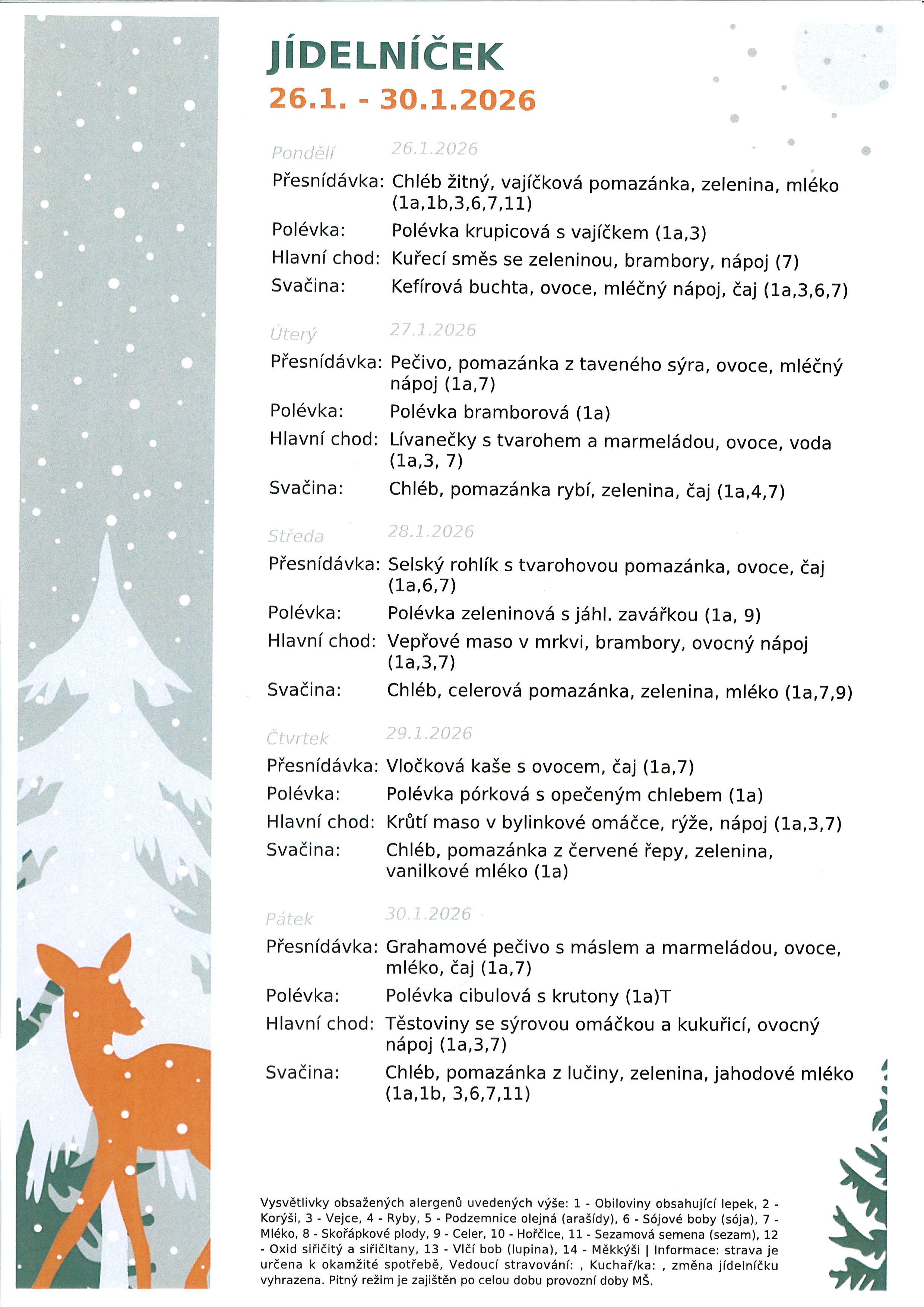 Jídelníček náhled