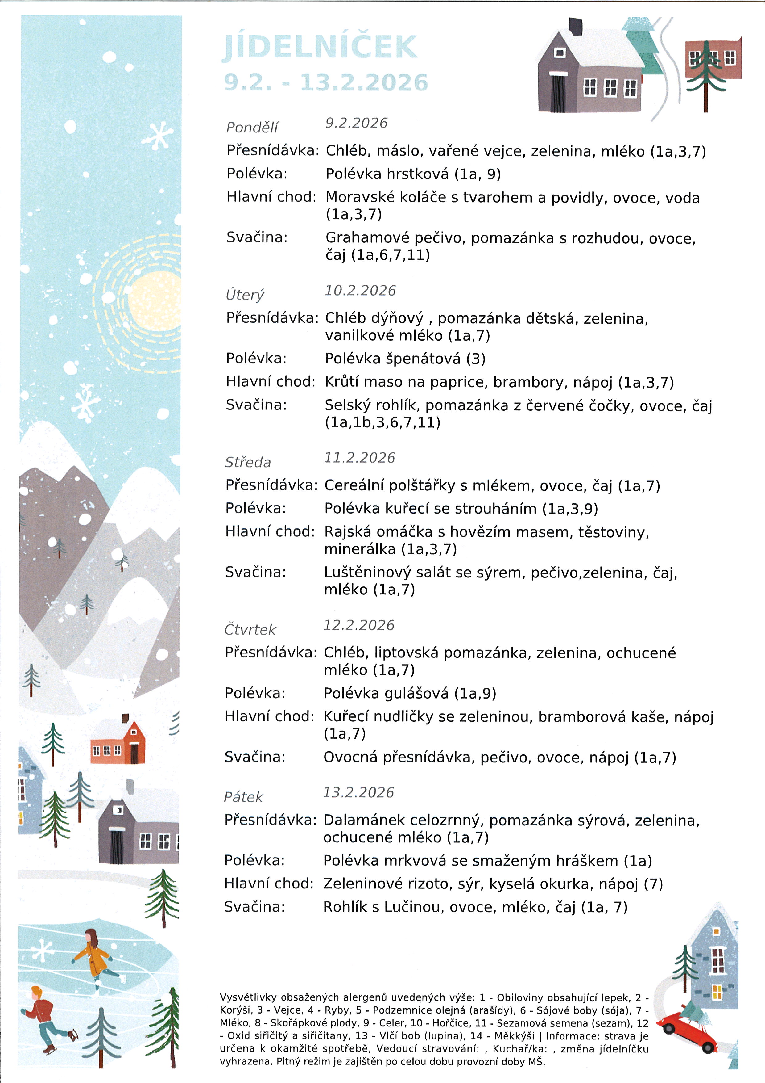 Jídelníček náhled