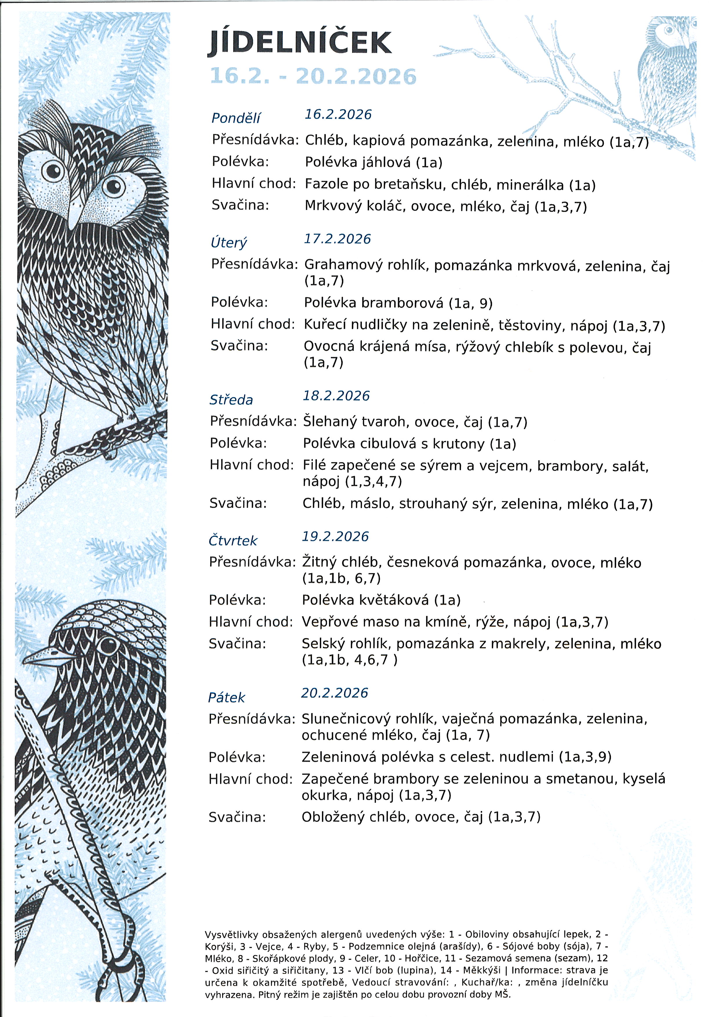 Jídelníček náhled