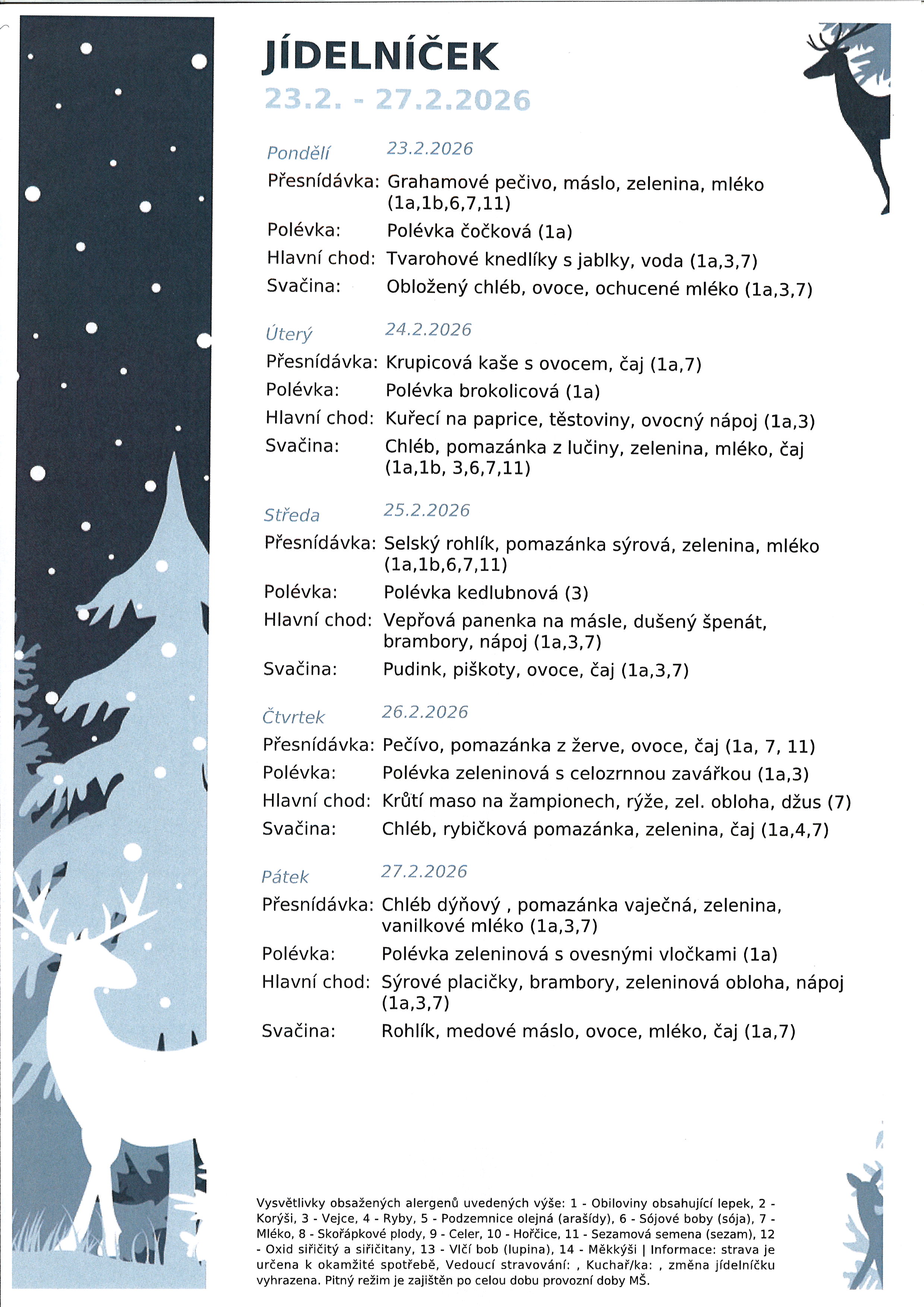 Jídelníček náhled