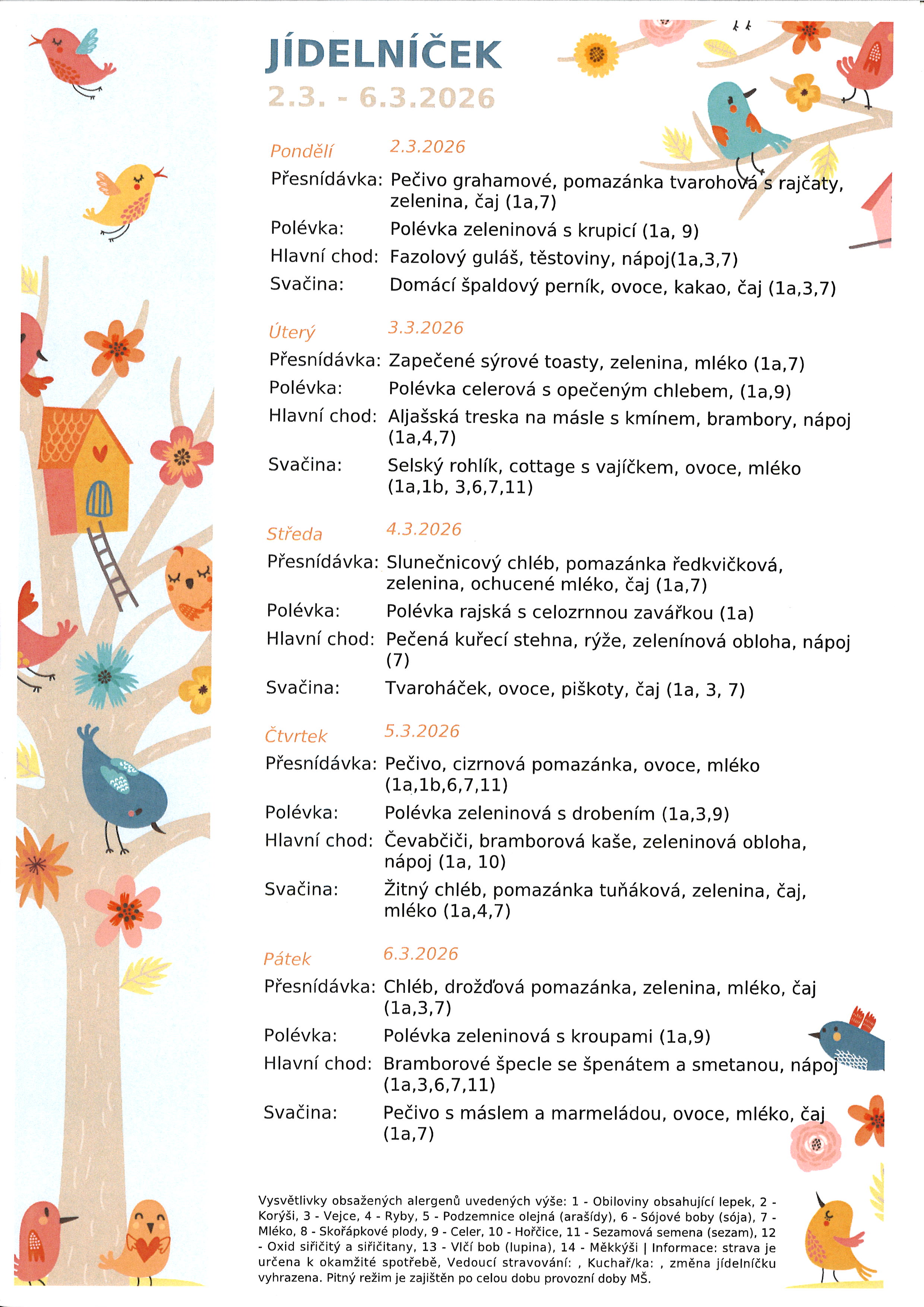 Jídelníček náhled