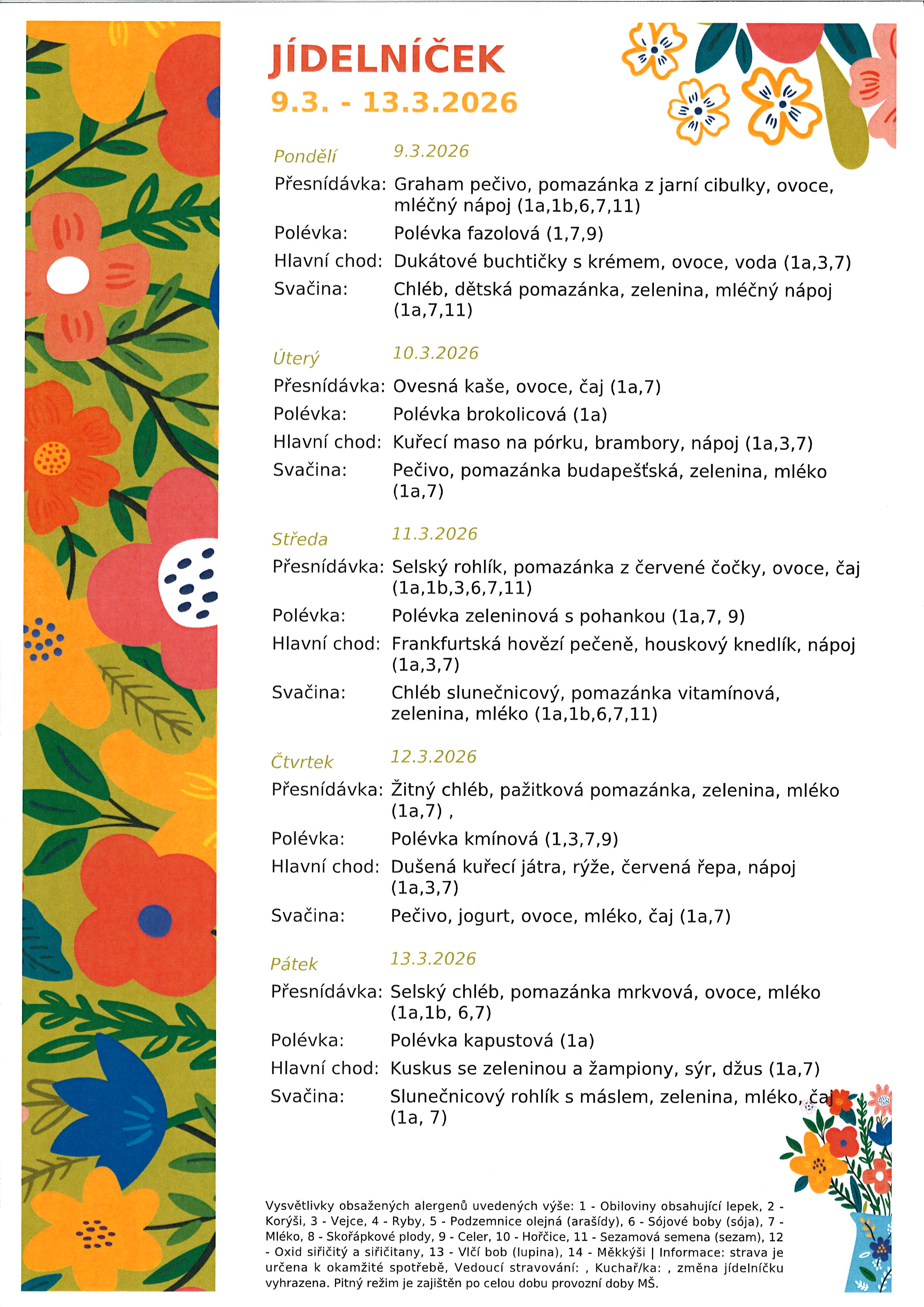 Jídelníček náhled